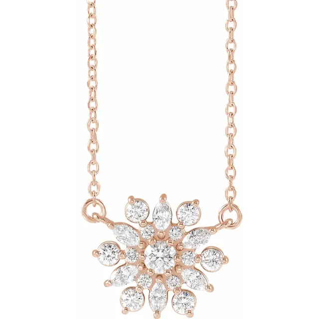 14K Rose 1/2 CTW Diamond Vintage-Inspired 16" Necklace-
