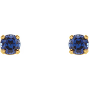 14K Yellow Lab-Grown Blue Sapphire Earrings-