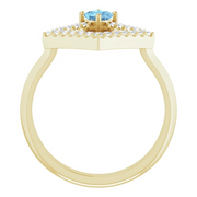 14K Yellow Aquamarine & 1/5 CTW Diamond Geometric Ring-