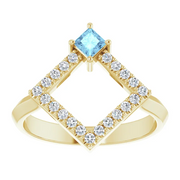 14K Yellow Aquamarine & 1/5 CTW Diamond Geometric Ring-