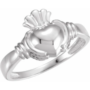 18K White Claddagh Ring-