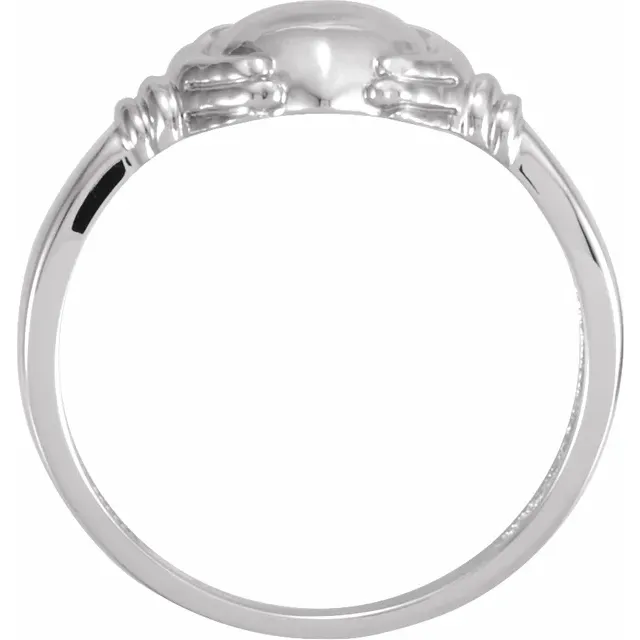 18K White Claddagh Ring-