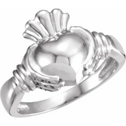 18K White Claddagh Ring-
