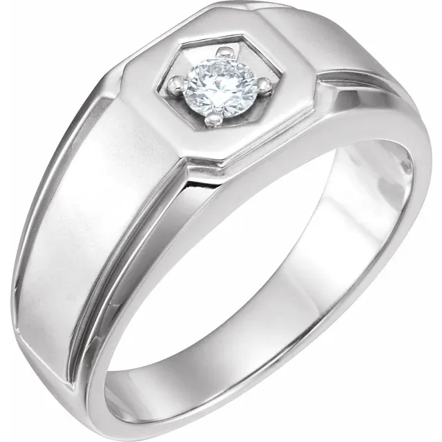 14K White 1/4 CTW Men's Diamond Ring-7.00 (approximate standard size)-