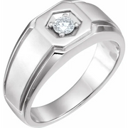 14K White 1/4 CTW Men's Diamond Ring-7.00 (approximate standard size)-