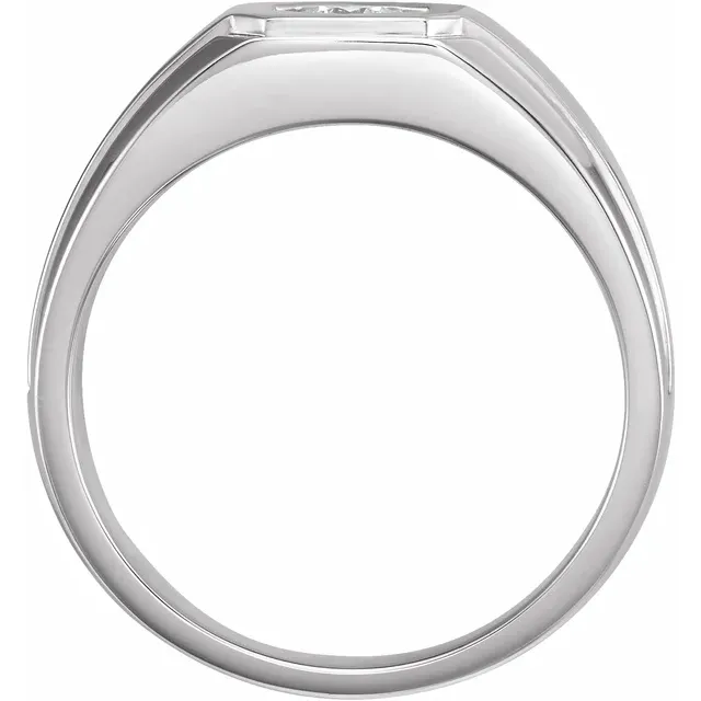 14K White 1/4 CTW Men's Diamond Ring-7.00 (approximate standard size)-