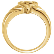 14K Yellow Heart & Cross Ring-