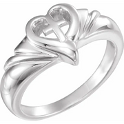 14K Yellow Heart & Cross Ring-