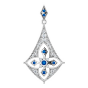 Sterling Silver Blue Sapphire & 1/6 CTW Diamond Pendant-