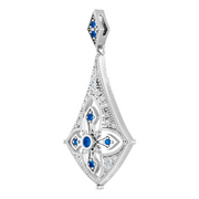 Sterling Silver Blue Sapphire & 1/6 CTW Diamond Pendant-