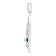 Sterling Silver Blue Sapphire & 1/6 CTW Diamond Pendant-