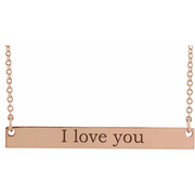 14K Rose 34x4 mm Engravable Bar 18" Necklace-