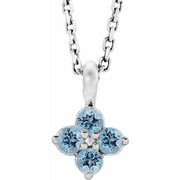 14K White Youth Aquamarine 16-18" Necklace-