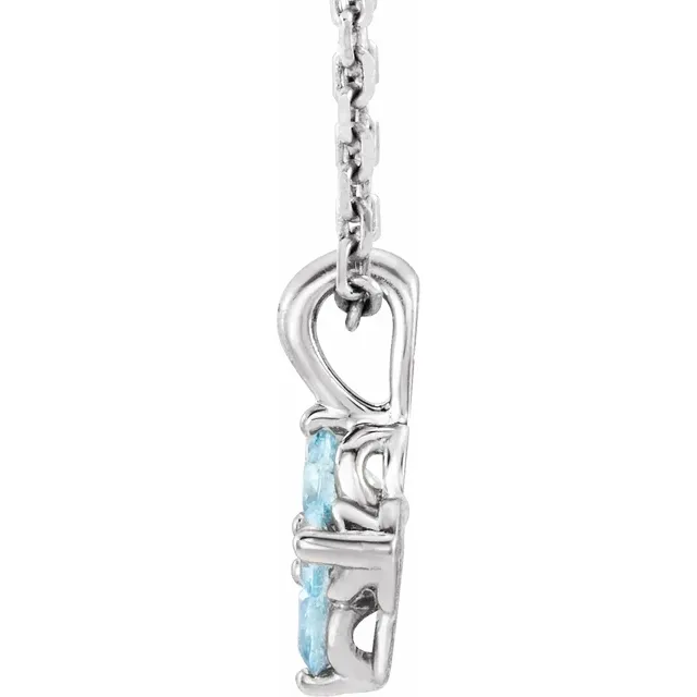 14K White Youth Aquamarine 16-18" Necklace-