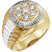14K Yellow/White 1 3/8 CTW Diamond Cluster Ring-