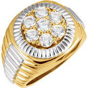 14K Yellow/White 1 3/8 CTW Diamond Cluster Ring-