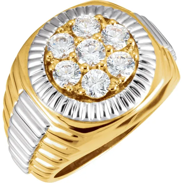 14K Yellow/White 1 3/8 CTW Diamond Cluster Ring-