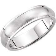 14K White 5 mm Grooved Band with Satin Finish Size 10-