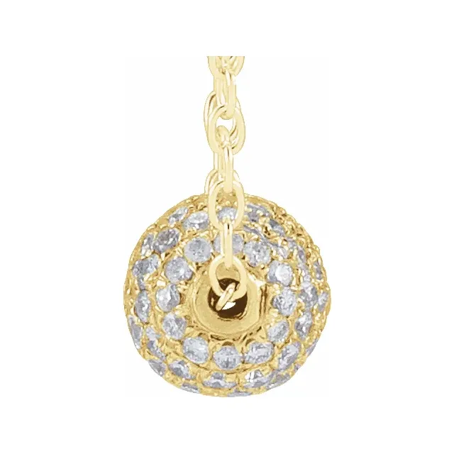 14K Yellow 3/8 CTW Diamond Pav? 6 mm Ball 16-18" Necklace-