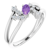 14K White Amethyst & 1/8 CTW Diamond Bypass Ring-