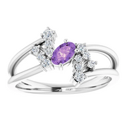 14K White Amethyst & 1/8 CTW Diamond Bypass Ring-