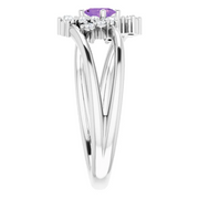 14K White Amethyst & 1/8 CTW Diamond Bypass Ring-