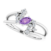 14K White Amethyst & 1/8 CTW Diamond Bypass Ring-