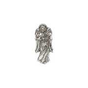 14K White 19x9 mm Angel with Harp Lapel Pin-