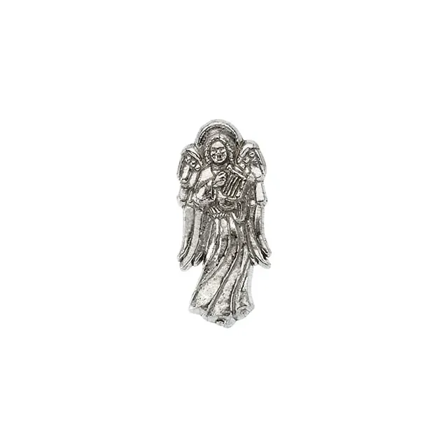 14K White 19x9 mm Angel with Harp Lapel Pin-