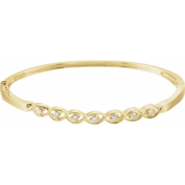 14K Yellow 1/4 CTW Diamond Bangle Bracelet-