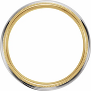 18K Yellow & Platinum & 18K Yellow 6 mm Grooved Band with Milgrain Size 9-9-