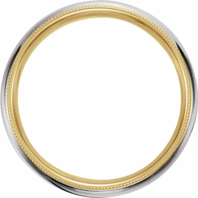 18K Yellow & Platinum & 18K Yellow 6 mm Grooved Band with Milgrain Size 9-9-