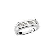 Platinum 3/4 CTW Diamond Men's Five-Stone Ring-10.00(approximate standard size)-
