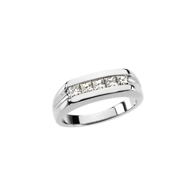 Platinum 3/4 CTW Diamond Men's Five-Stone Ring-10.00(approximate standard size)-