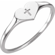 14K Yellow Heart & Cross Ring Size 3-