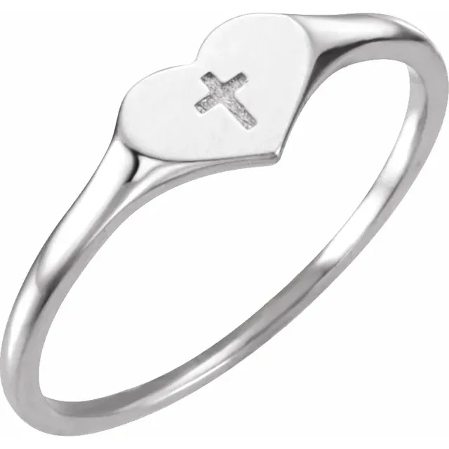 14K Yellow Heart & Cross Ring Size 3-