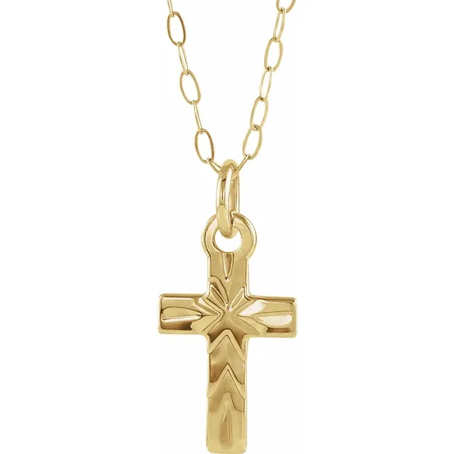 14K Yellow Cross 15" Necklace