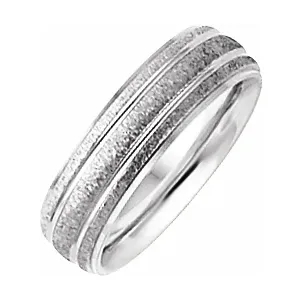 14K White 6 mm Grooved Band with Stone/Polish Finish Size 14-14-