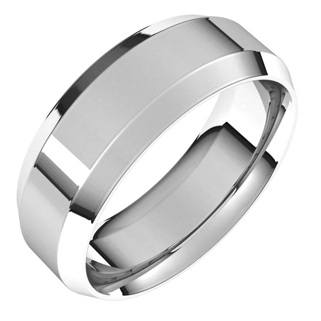 10K White 7 mm Beveled-Edge Comfort-Fit Band Size 6.5-
