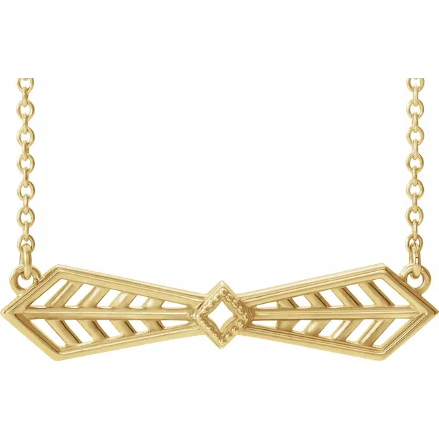 14K Yellow Vintage-Inspired Bar 16" Necklace-