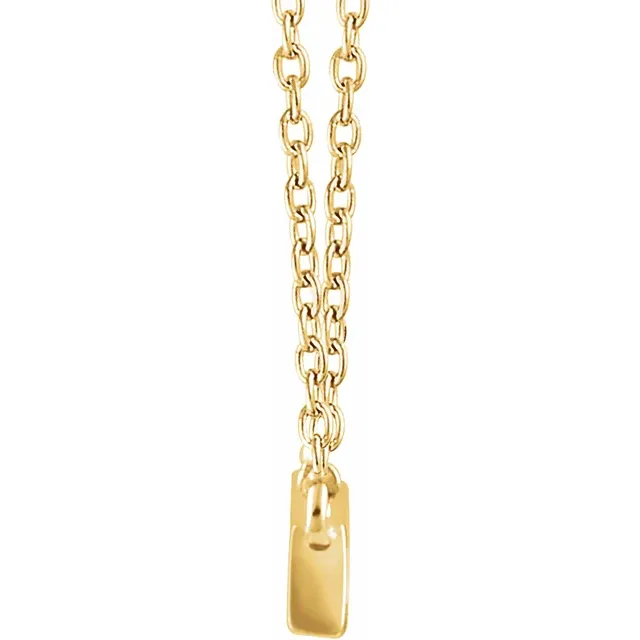 14K Yellow 1/2 CTW Diamond Baguette Bar 16-18" Necklace-