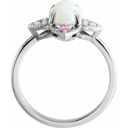 14K White Ethiopian Opal, Pink Sapphire & .05 CTW Diamond Vintage-Inspired Ring-
