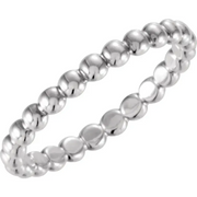 14K White 2.5 mm Beaded Stackable Ring Size 6-6.00(approximate standard size)-