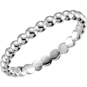 14K White 2.5 mm Beaded Stackable Ring Size 6-6.00(approximate standard size)-