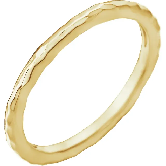 14K Yellow 1.8 mm Hammered Stackable Ring Size 7-7.00 (approximate standard size)-