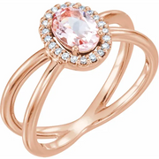 14K Rose Morganite & .08 CTW Diamond Ring-