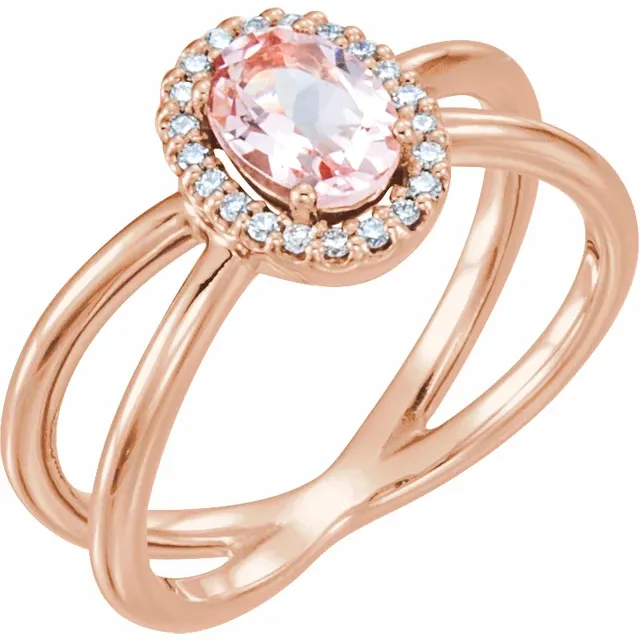14K Rose Morganite & .08 CTW Diamond Ring-
