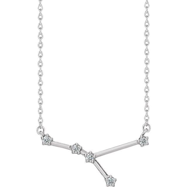 Constellation Zodiac 16-18" Necklace-14K White-Cancer-