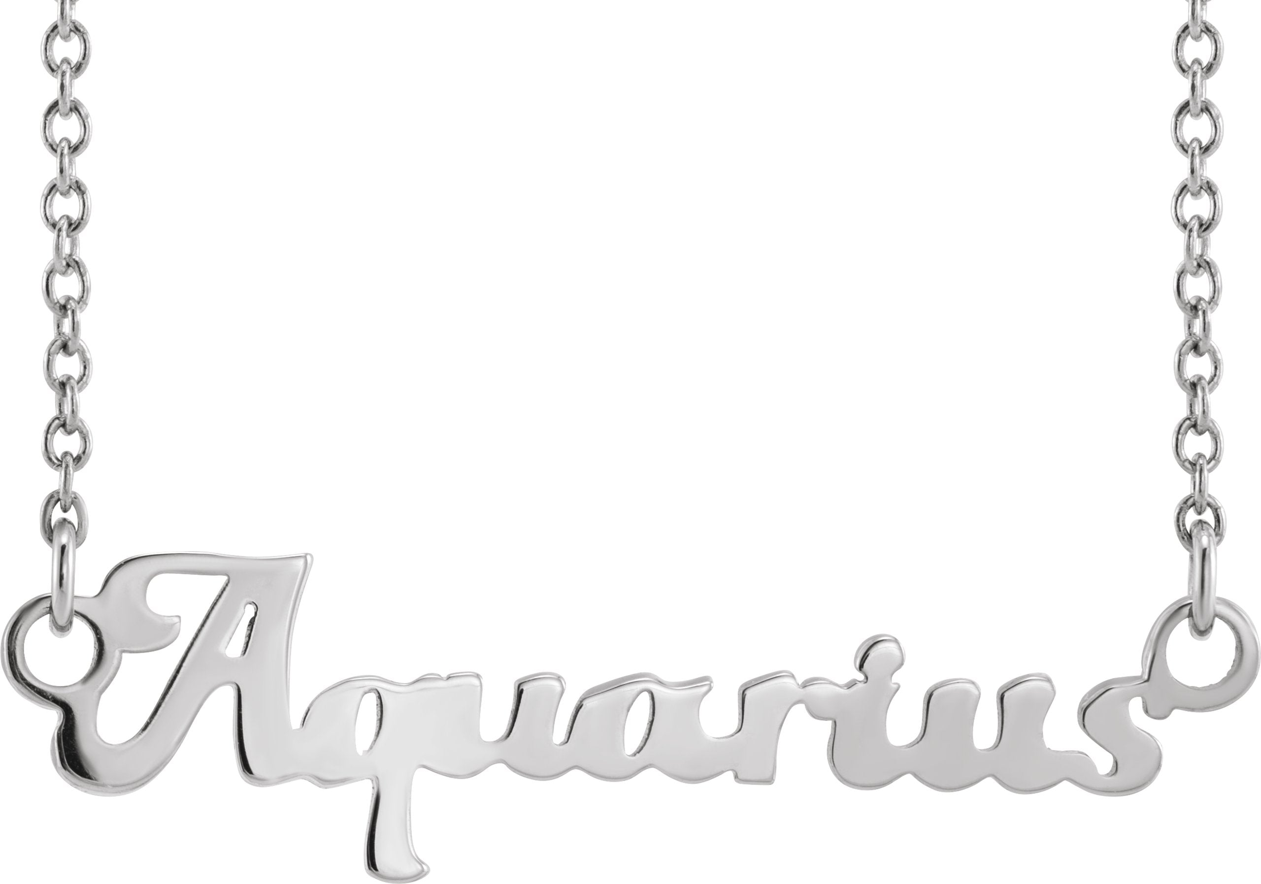 14K Zodiac 18" Necklace-14K White-Aquarius-