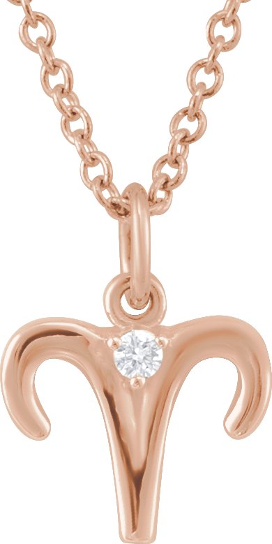 Accented Zodiac Necklace-14K Rose-Aries-